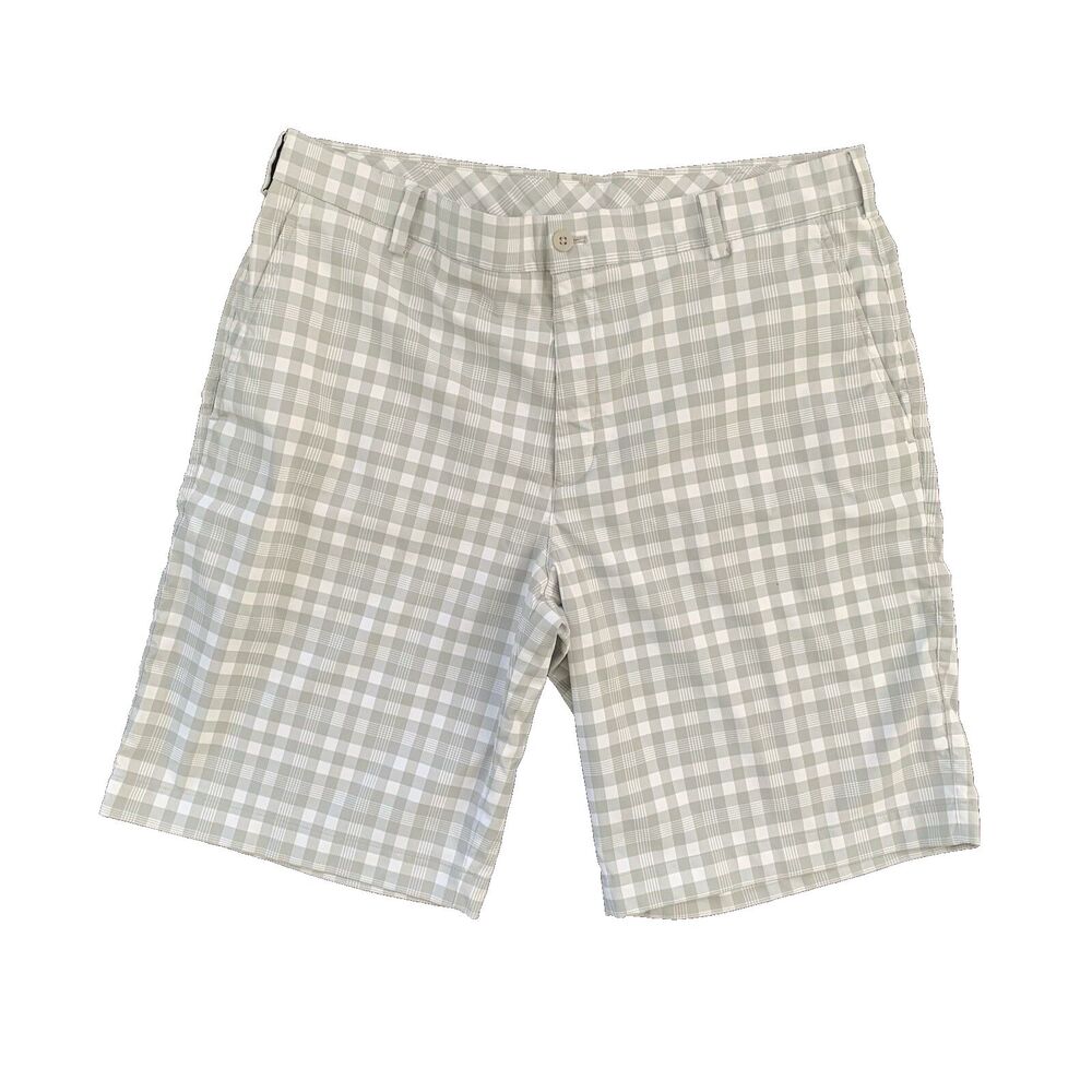 Nike Dri-Fit Golf Performance Shorts Size 36 Gray Plaid Gingham Outdoor Chinos